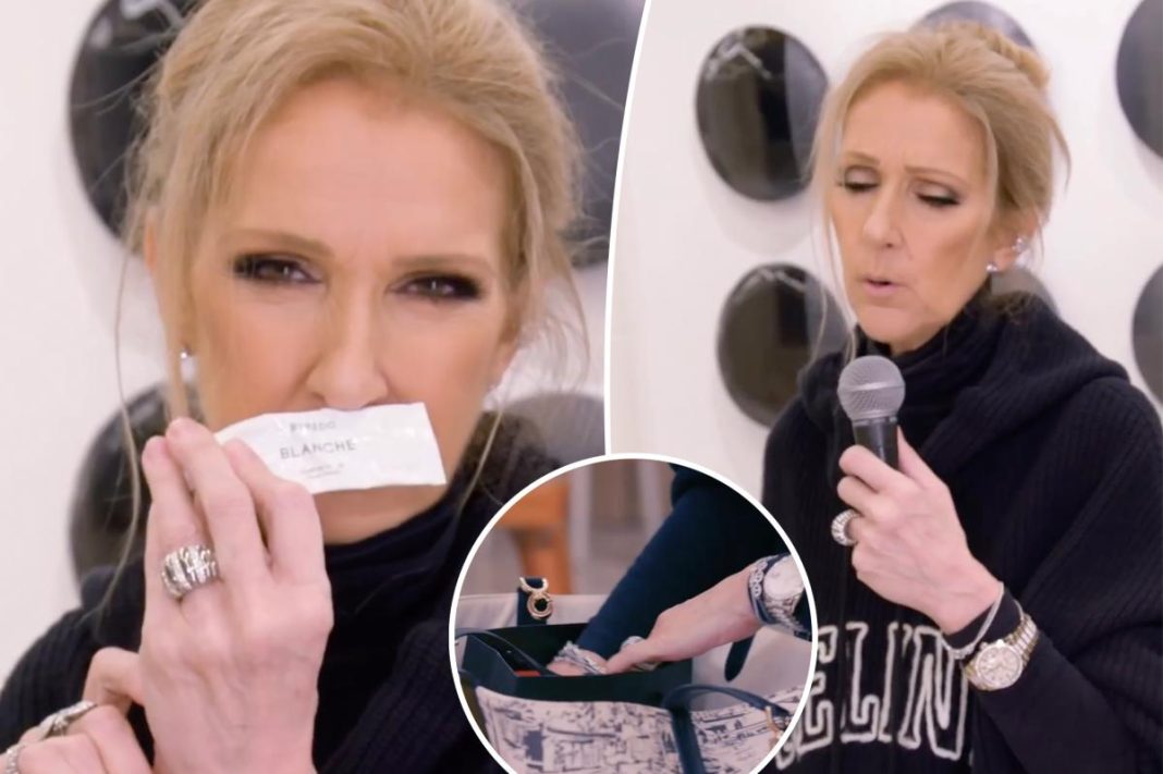 Celine Dion reveals must-have purse essentials — including a microphone to sing on cue