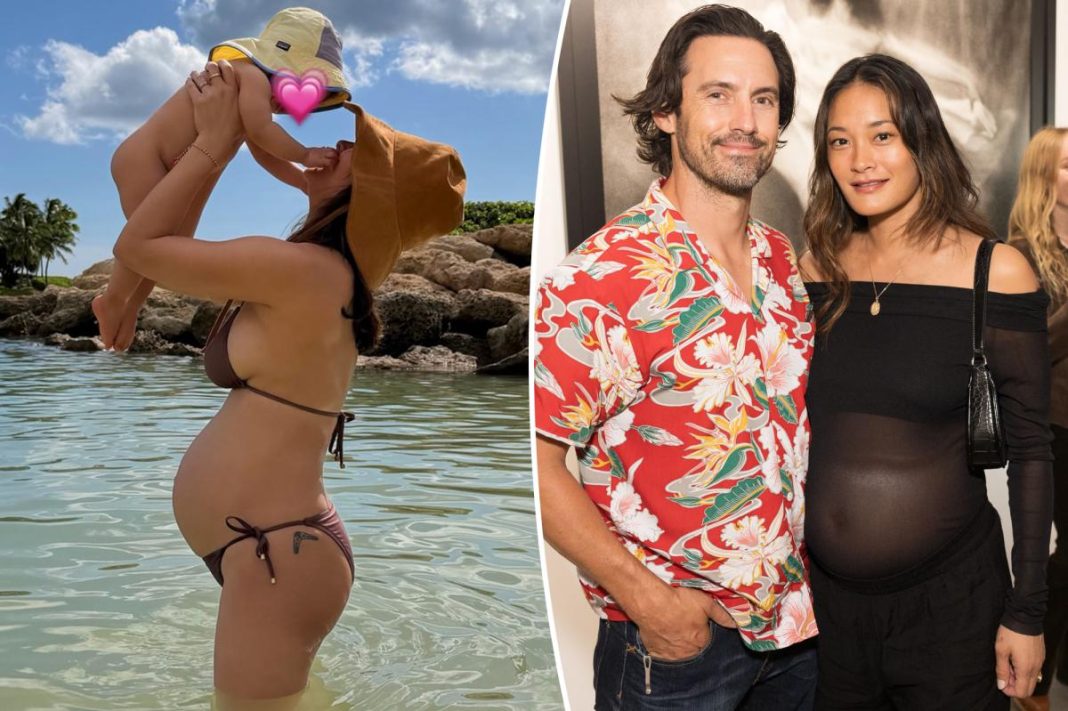 Milo Ventimiglia and wife Jarah Mariano expecting baby No. 2, share pregnancy news in glowing bikini photo