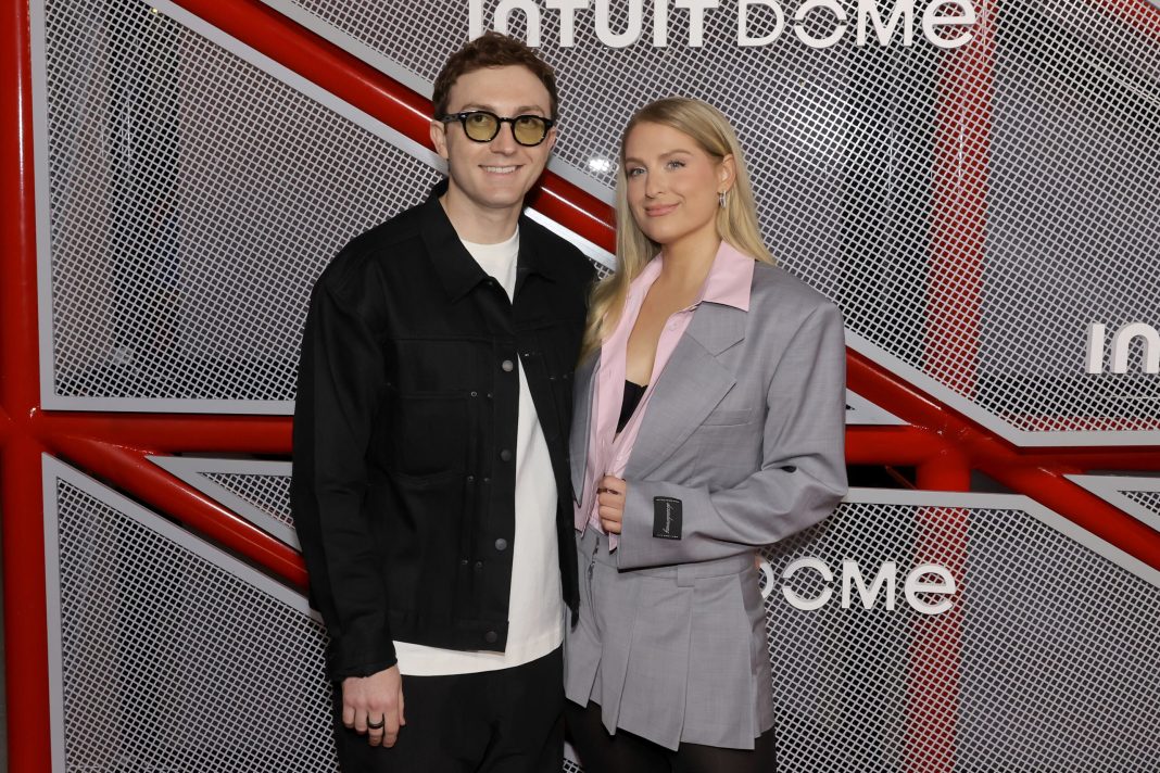 Daryl Sabara and Meghan Trainor attends the Opening Night of The Intuit Dome at Intuit Dome on August 15, 2024 in Los Angeles, California. 
