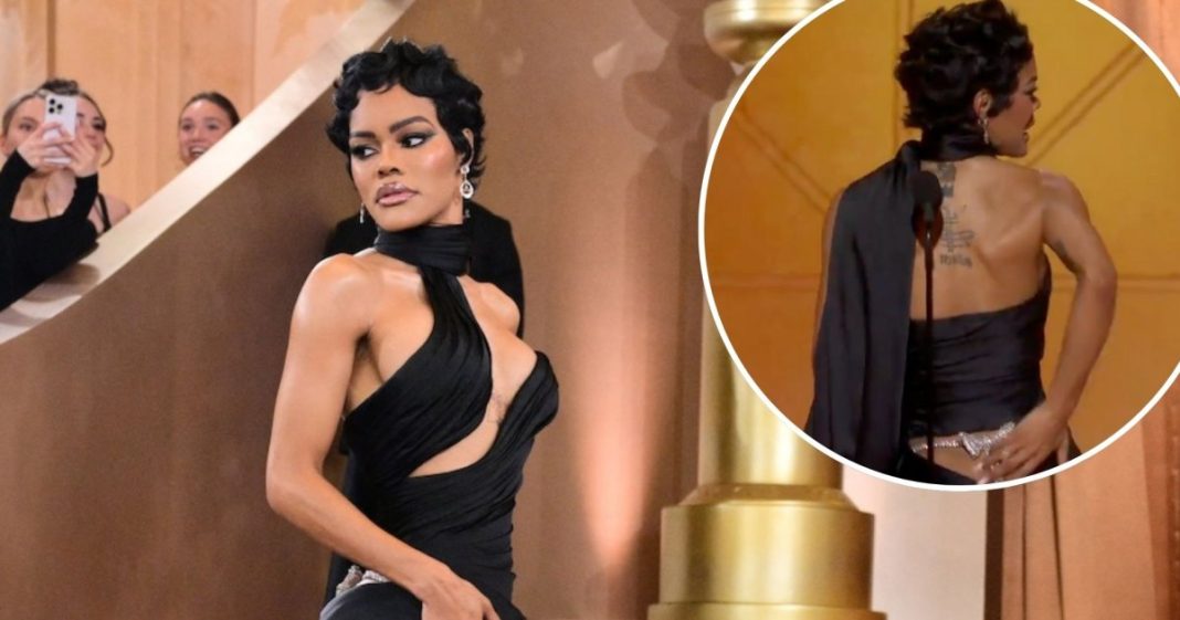 Teyana Taylor Shows Off 'Party in the Back' Diamond Thong During Globes Speech