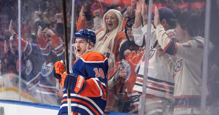 Hyman scores, Oilers top Sharks 4-3 in OT