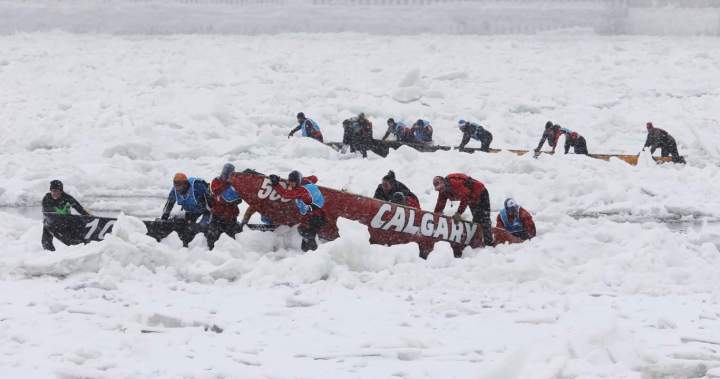 ‘Don’t let go of the boat’: Calgary’s ice canoeing team gears up for race