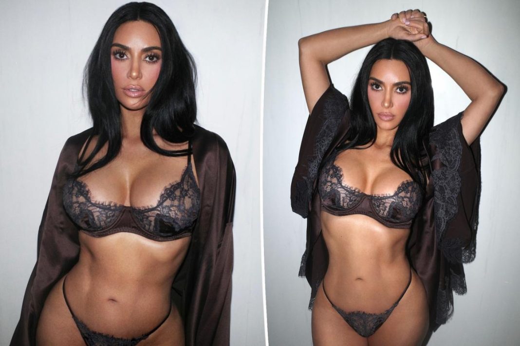 Kim Kardashian celebrates Valentine’s Day early in lacy Skims lingerie