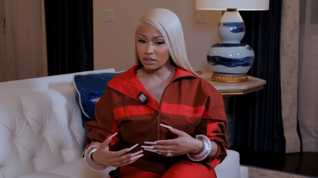 Nicki Minaj gestures.