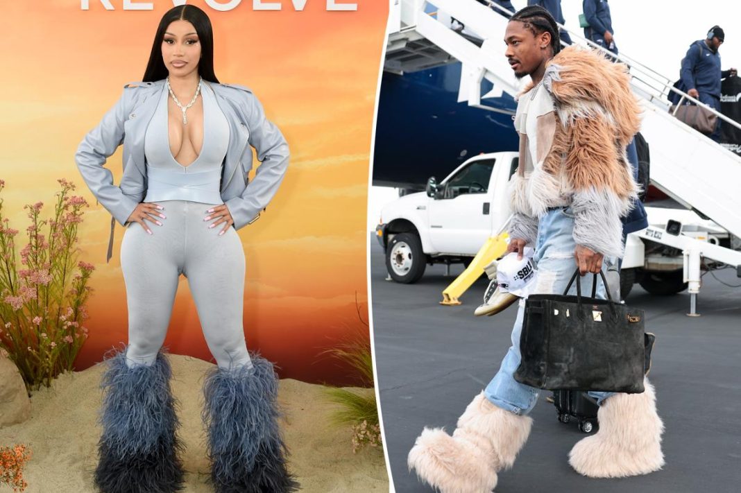 Stefon Diggs spotted with rare Birkin bag and fur boots ahead of Super Bowl 2026: ‘He’s wearing Cardi’s clothes’
