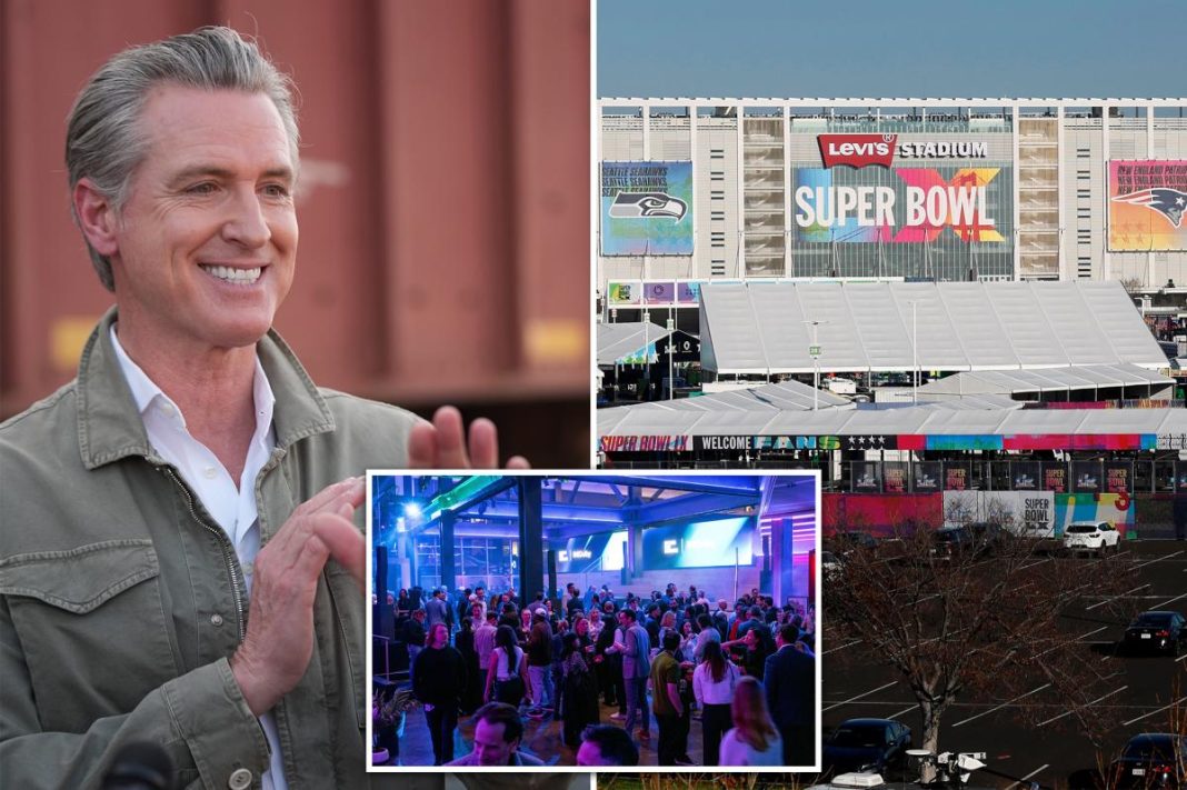 Gavin Newsom ducks into private Super Bowl bash, tries to keep a low profile