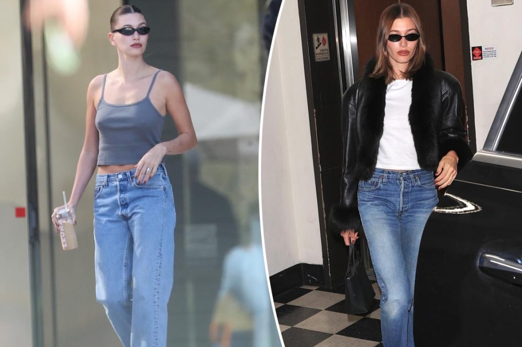 Hailey Bieber basically only wears this one denim brand — and it’s seriously on sale right now