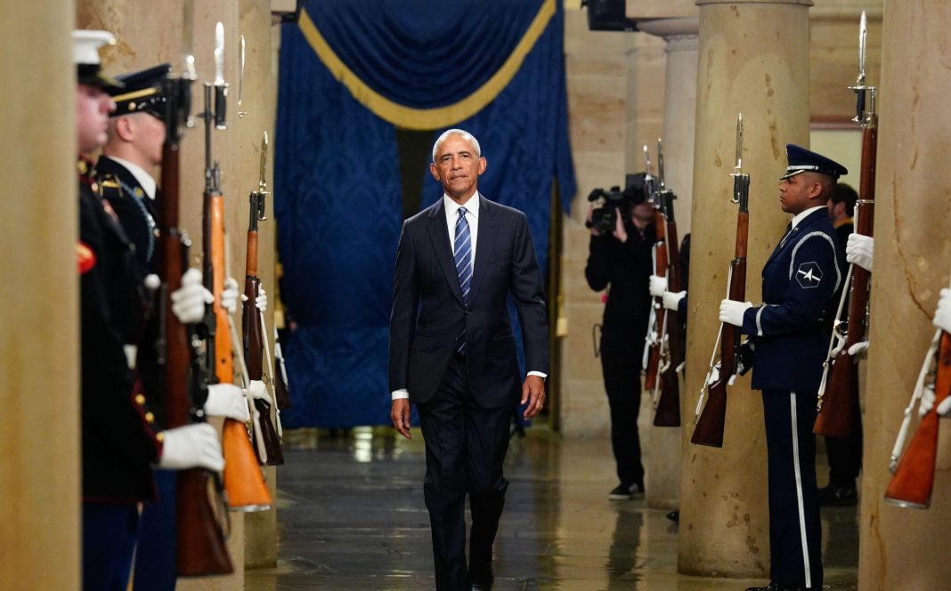 Former U.S. President Barack Obama arrives prior to the inauguration of President-elect Donald Trump at the United States Capitol on January 20, 2025 in Washington, DC. Donald Trump takes office for his second term as the 47th President of the United States. 
