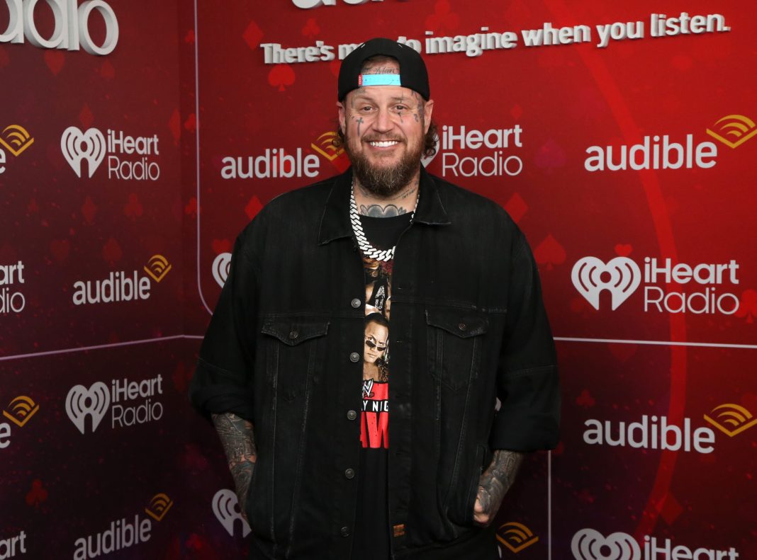 Jelly Roll poses in the Broadcast room during the 2025 iHeartRadio Music Festival at T-Mobile Arena on September 19, 2025 in Las Vegas, Nevada. 