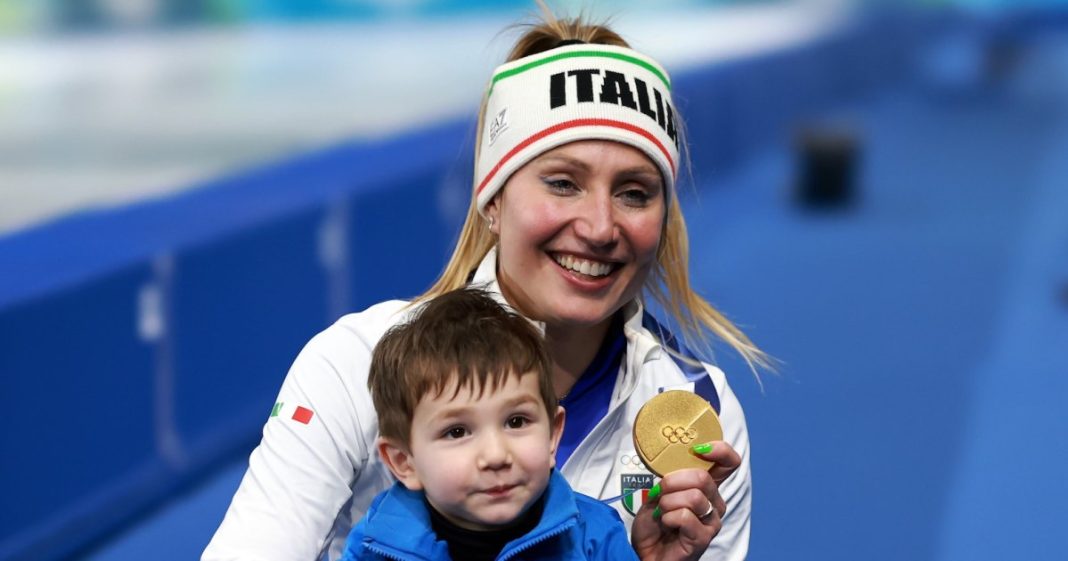 Speed Skater Francesca Lollobrigida Celebrates Olympics With 2-Year-Old Son
