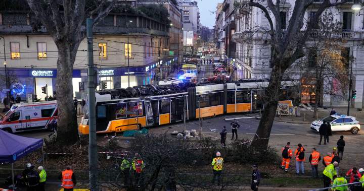 Milan tram crashes into building, killing one person, officials say