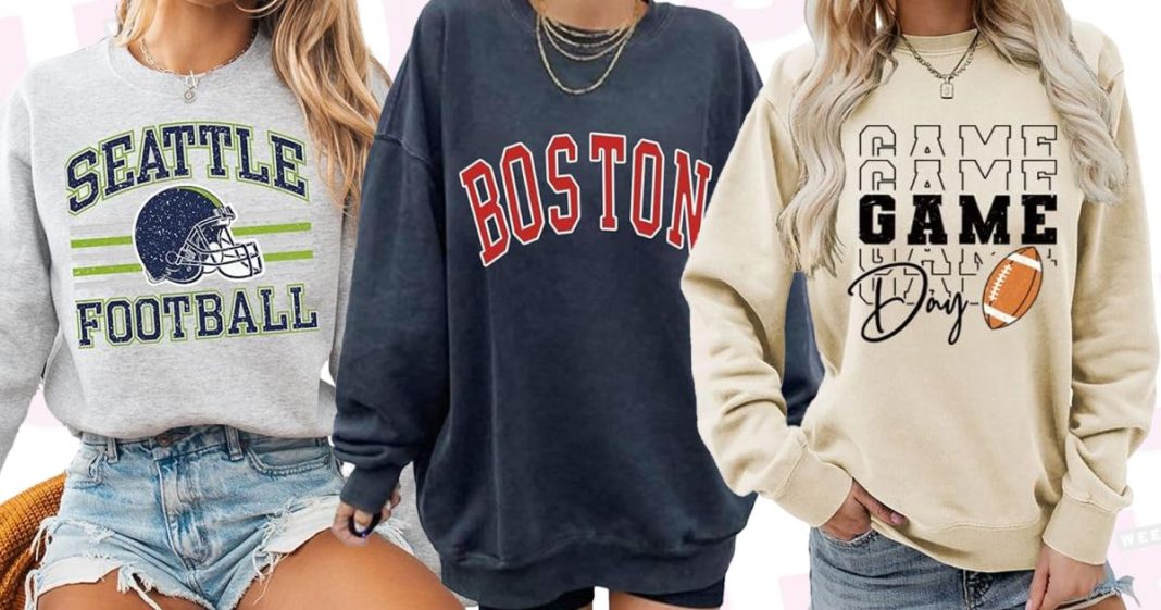 17 Trendy Game Day Sweatshirts Fit for a Super Bowl Party (That Aren't Basic!)