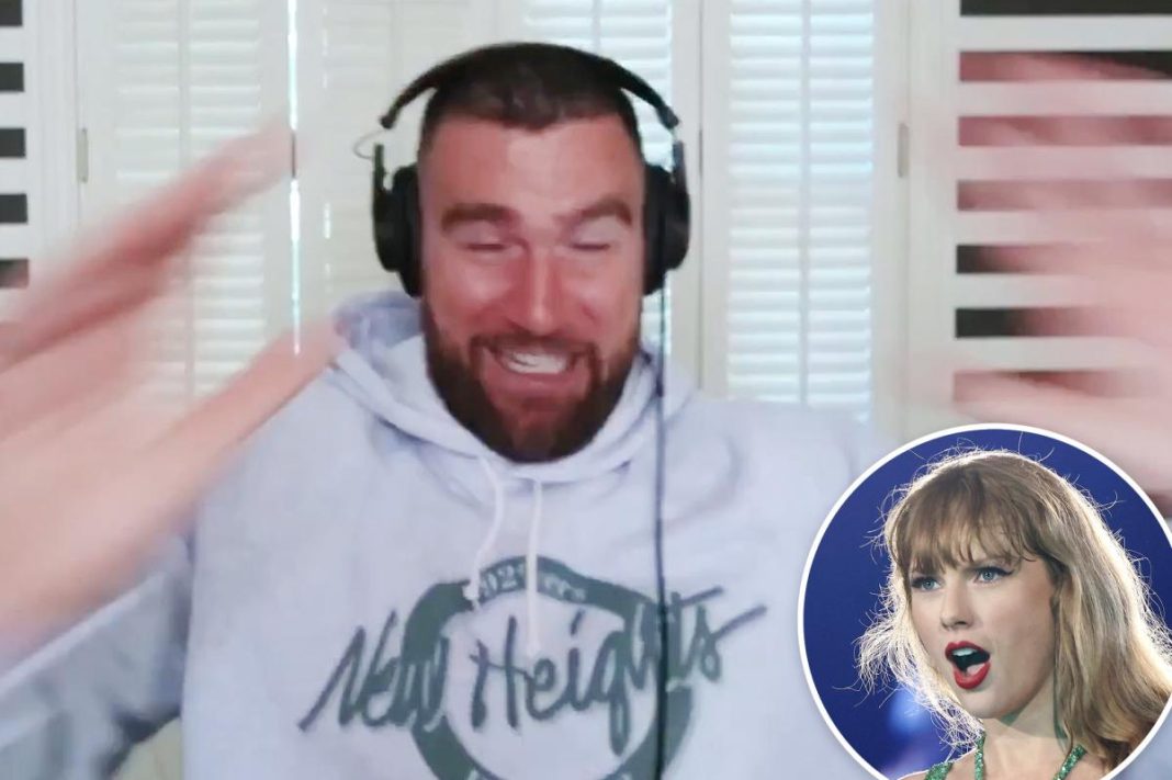 Travis Kelce breaks chair mid-podcast, jokes Taylor Swift ‘is going to kill’ him