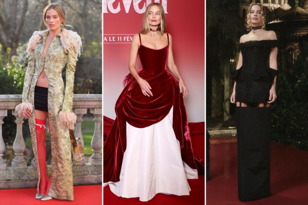 All of Margot Robbie’s ‘Wuthering Heights’ press tour looks, from Schiaparelli couture to velvet Chanel