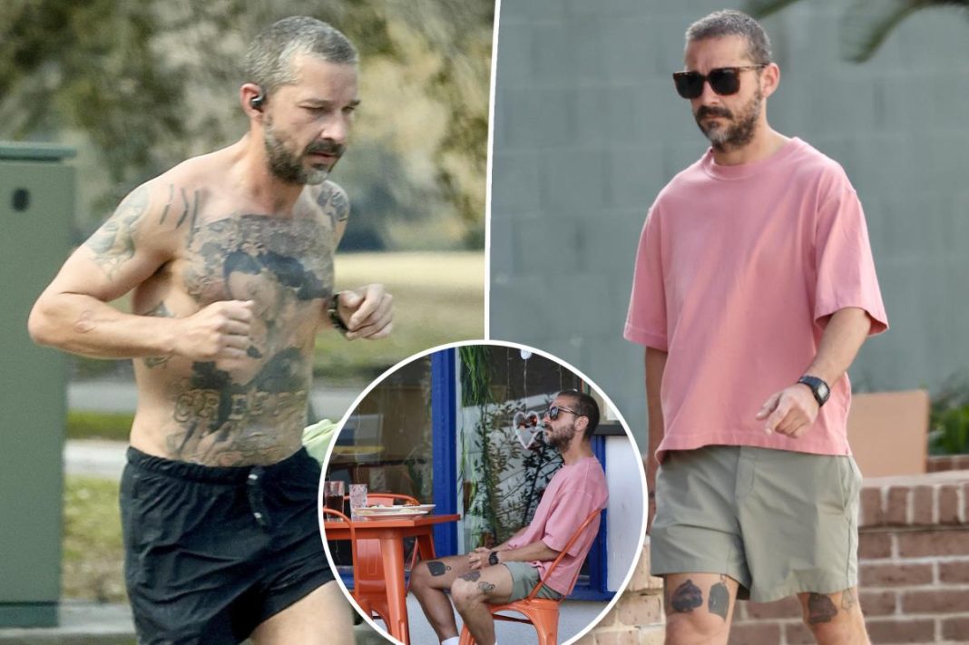 Shirtless Shia LaBeouf goes for a run, dines alone after being shut out of multiple churches on Ash Wednesday