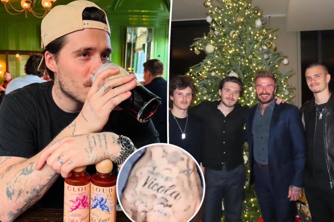 Brooklyn Beckham covers up tattoos of his siblings after removing tribute ink to dad David