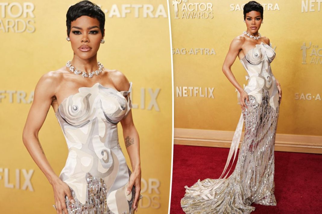 Teyana Taylor dazzles in artful ‘naked’ dress on SAG Actor Awards 2026 red carpet