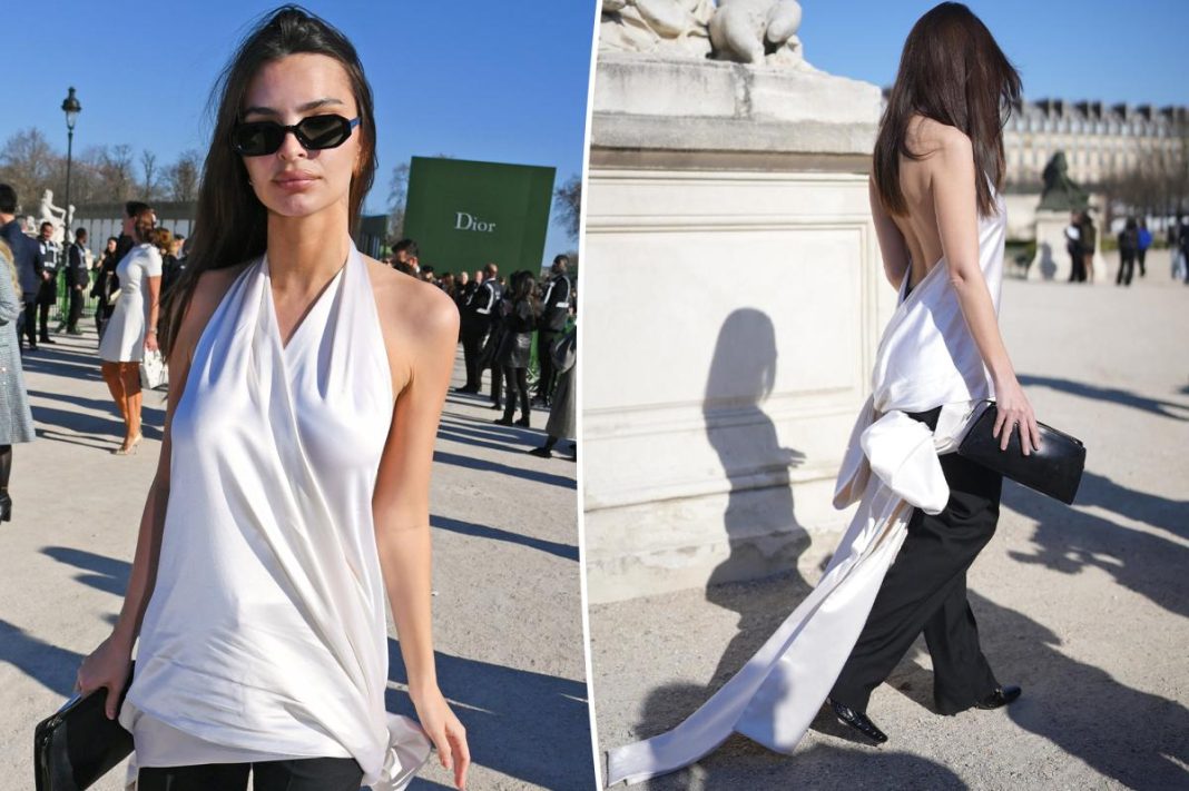 Emily Ratajkowski handles Paris Fashion Week wardrobe malfunction like a pro