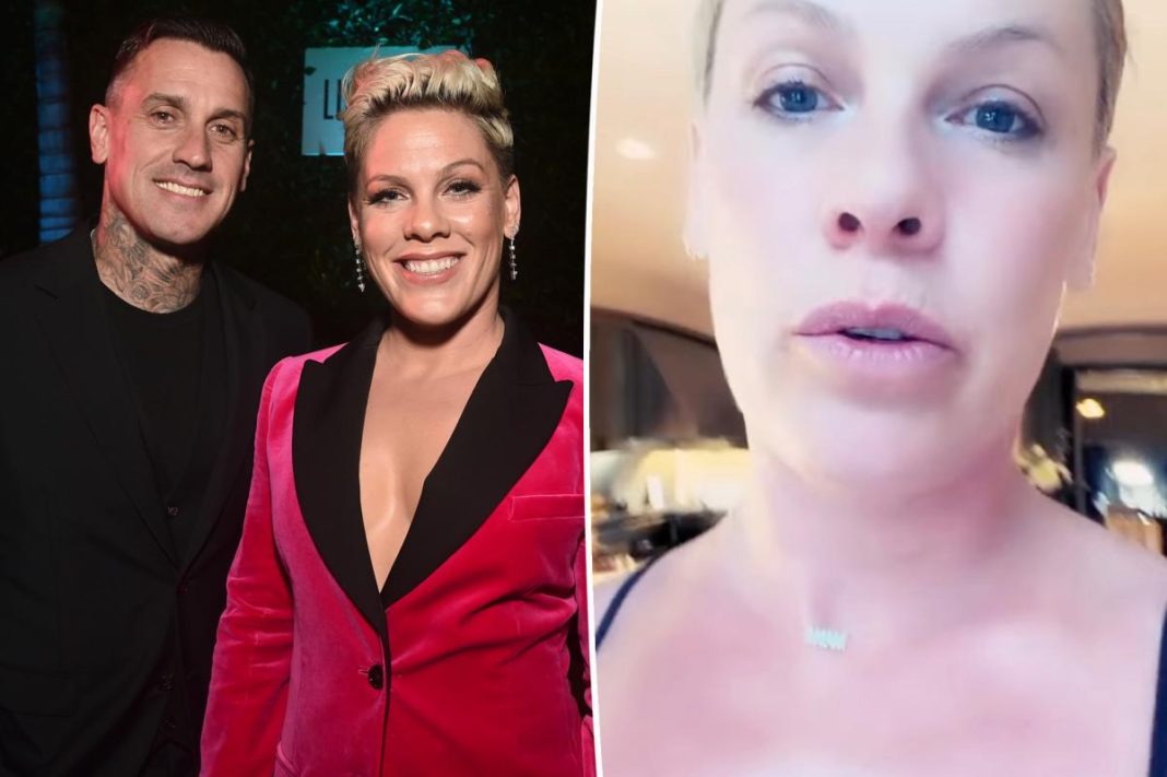 Pink abruptly cancels two major tour dates after denying marriage split rumors in bizarre video