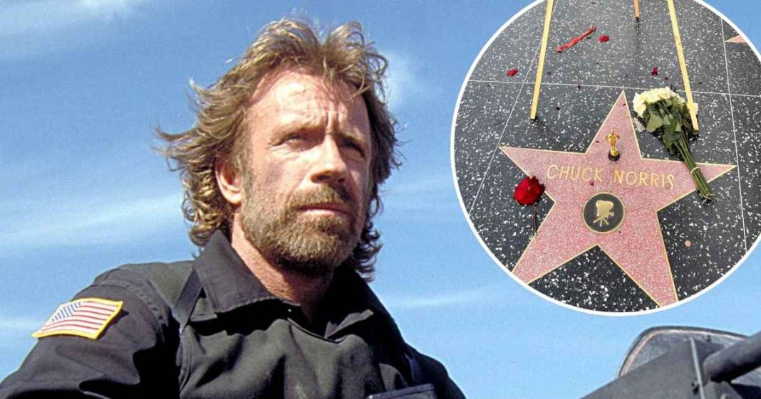 Chuck Norris’ Fans Leave Flowers at His Hollywood Walk of Fame Star