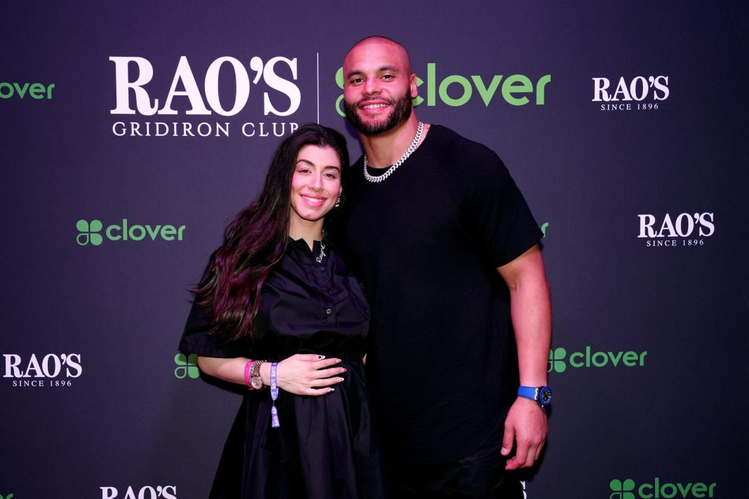 Sarah Jane Ramos and Dak Prescott attend Raoâ€™s Restaurant and Finiâ€™s Pizza 2025 Big Game Pop-Up powered by Clover on February 06, 2025 in New Orleans, Louisiana. 