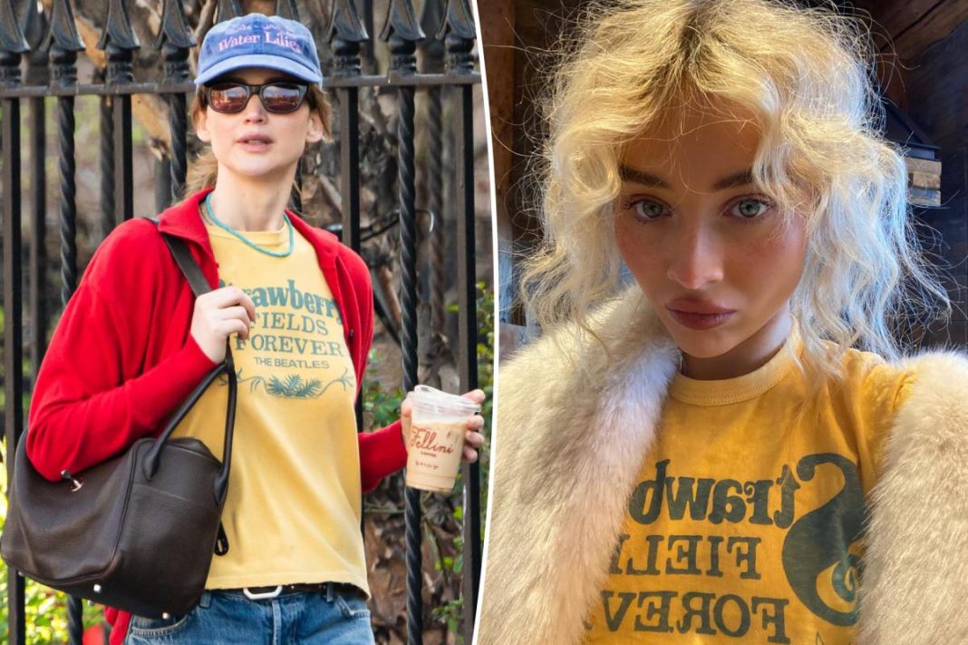 Jennifer Lawrence and Sabrina Carpenter have this Beatles T-shirt in common — and it’s under $60