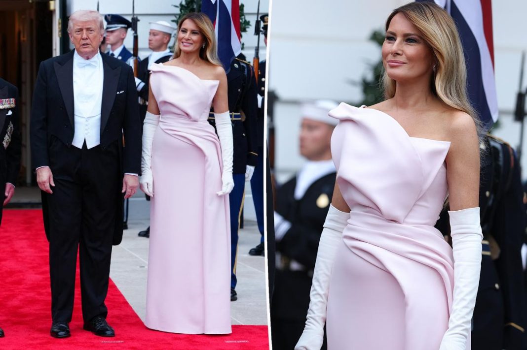 Melania Trump goes glam in pink Dior Haute Couture at state dinner