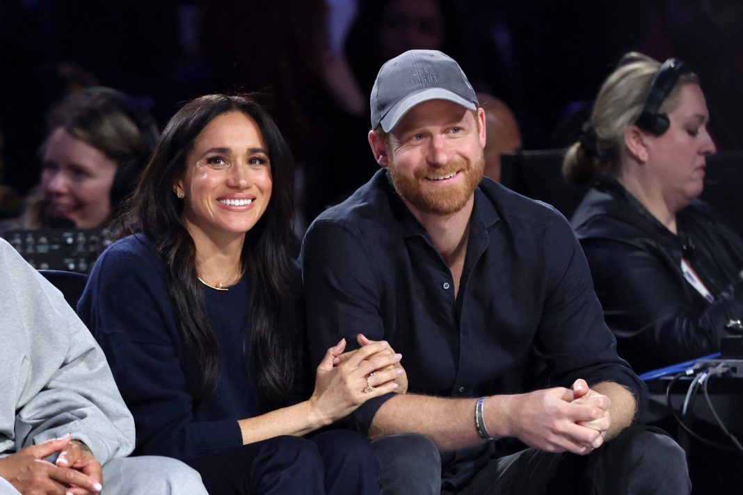 Meghan, Duchess of Sussex and Prince Harry, Duke of Sussex attend the 75th NBA All-Star Game at Intuit Dome on February 15, 2026 in Inglewood, California.