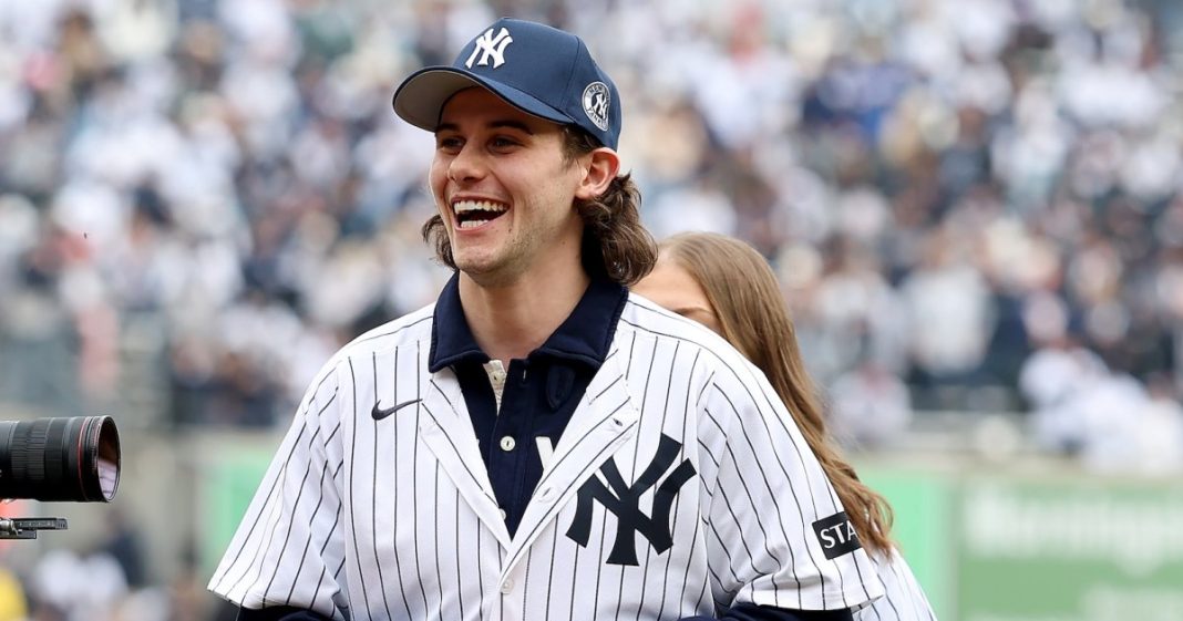 Team USA’s Jack Hughes Shows Off New Teeth at Yankee Stadium Opening Day
