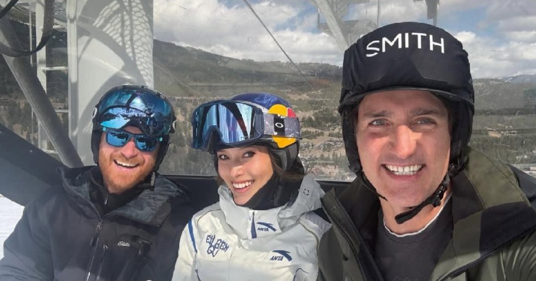 Prince Harry Poses for Ski Selfie With Eileen Gu and Justin Trudeau