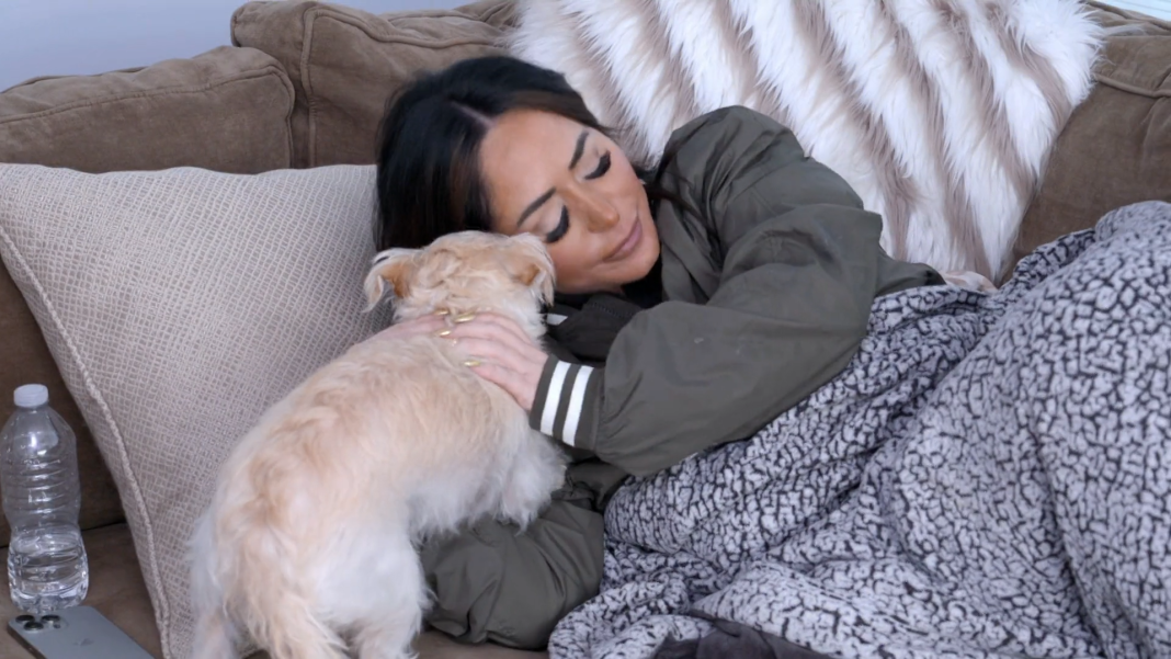 Angelina Pivarnick on her couch.