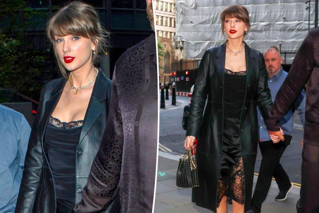 Taylor Swift rocks lacy silk top and skirt for romantic date night with Travis Kelce