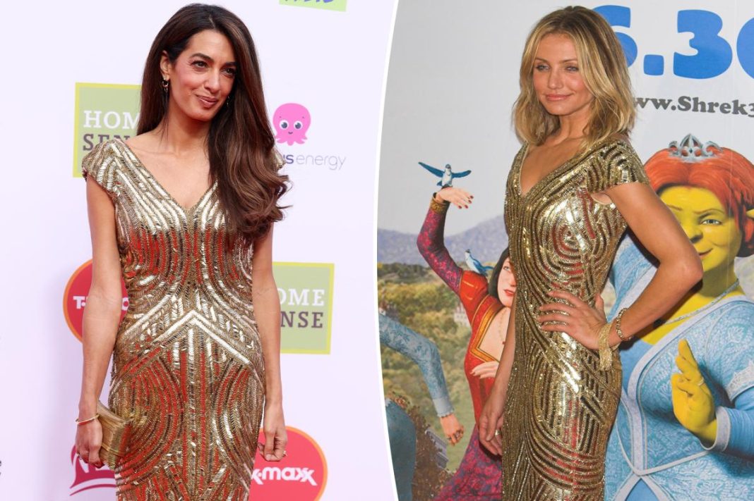 Amal Clooney sparkles in same Alexander McQueen gown Cameron Diaz wore almost 20 years ago