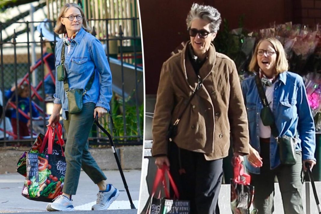 Jodie Foster, 63, seen walking with a cane during rare outing with wife Alexandra Hedison