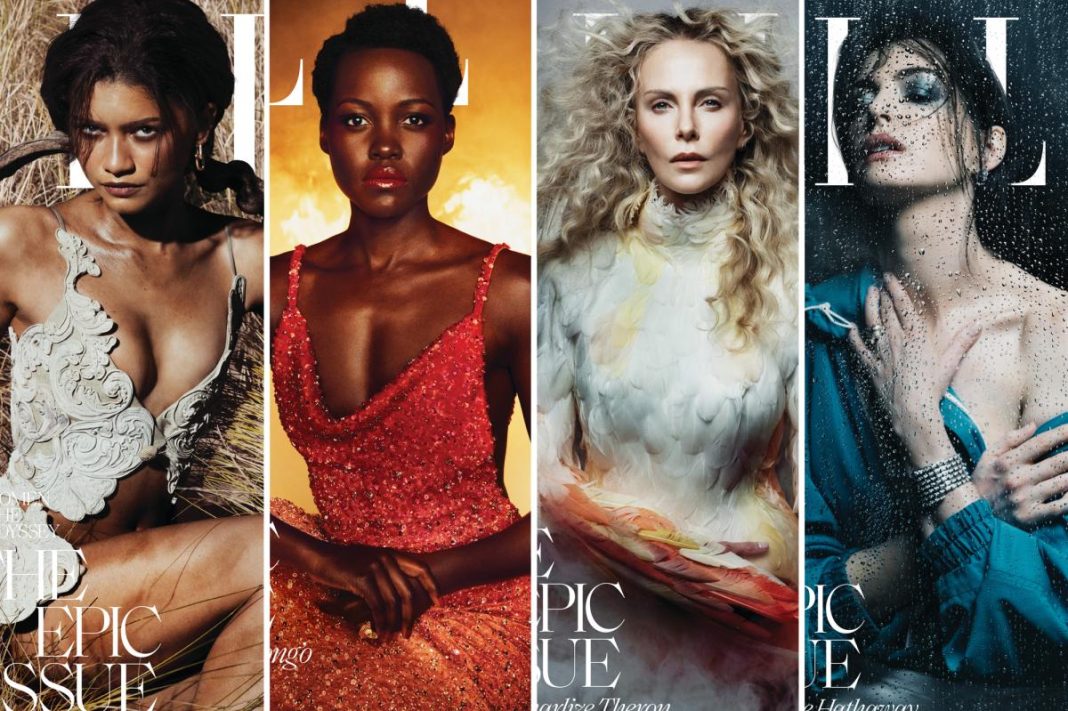 ‘The Odyssey’ leading ladies go elemental for glam Elle magazine covers