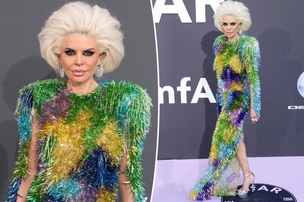 Lisa Rinna debuts shocking new look at Cannes with oversized white hair and wild dress