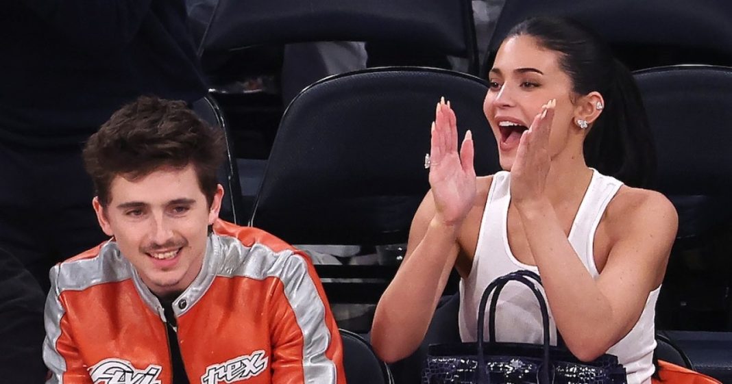 Timothee Chalamet and Kylie Jenner Show PDA Courtside Knicks Game