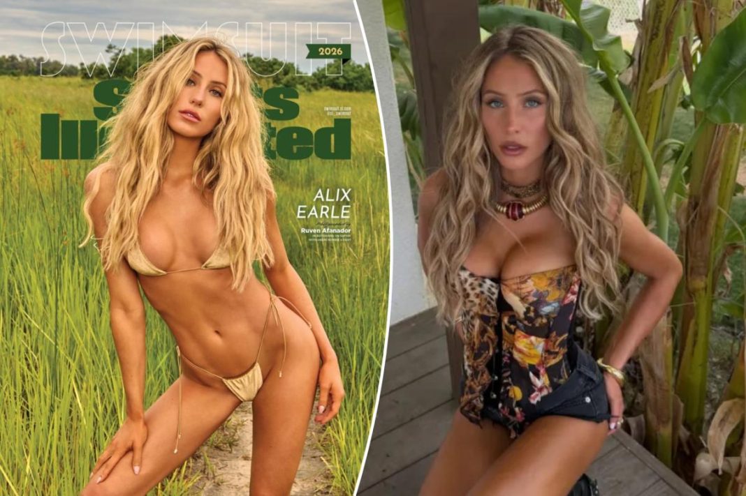 Alix Earle takes a walk on the wild side in a wooden bikini for Sports Illustrated Swimsuit Issue 2026