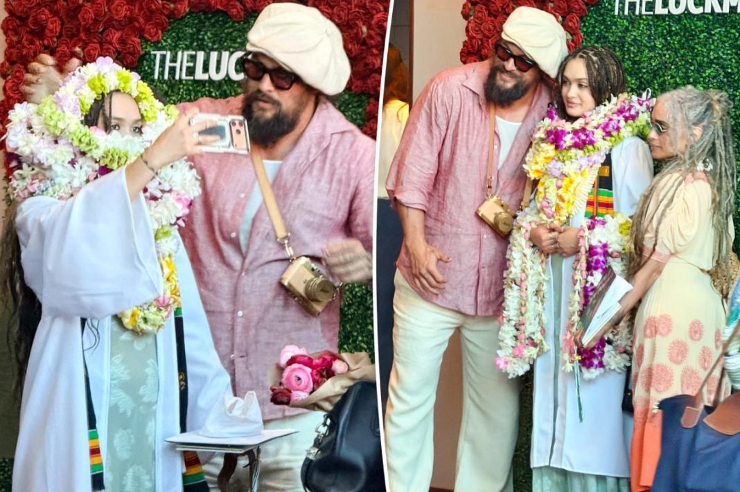 Lisa Bonet and ex Jason Momoa reunite for daughter Lola’s high school graduation