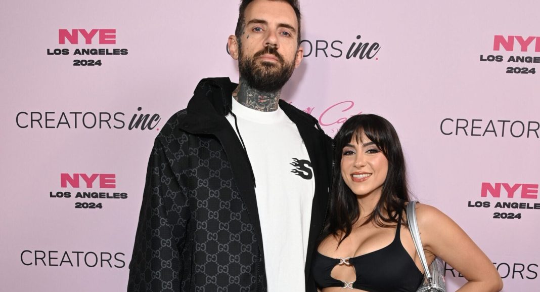 Adam22 and Lena The Plug attend Creators Inc NYE 2024 on December 31, 2023 in Los Angeles, California.