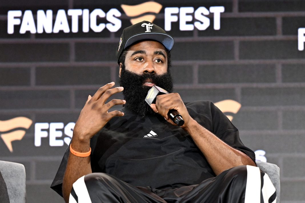 James Harden speaks onstage during Fanatics Fest NYC 2025 at Javits Center on June 21, 2025 in New York City. 