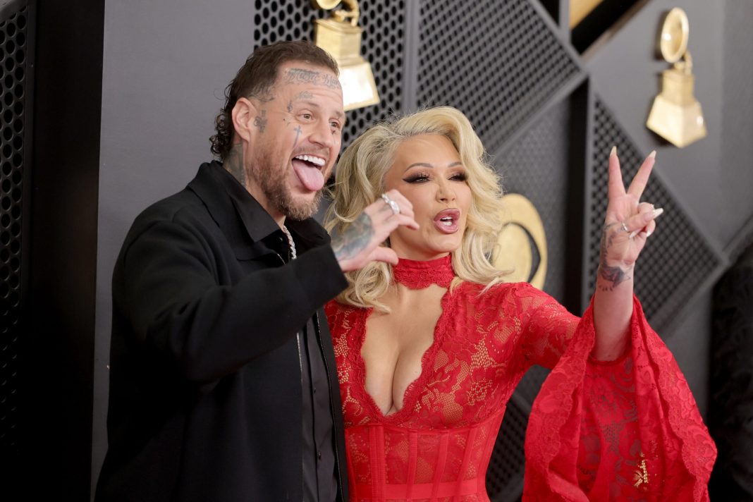 Jelly Roll and Bunnie Xo attend the 68th GRAMMY Awards at Crypto.com Arena on February 01, 2026 in Los Angeles, California. 