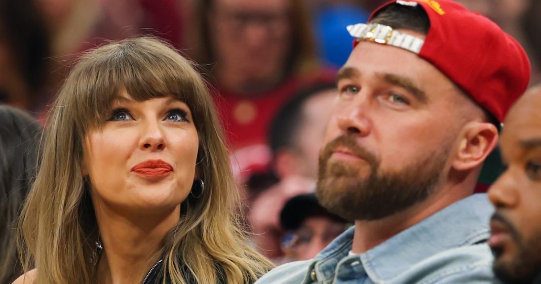 Travis Kelce Shows Footage of Taylor Swift Feeding Him During Live Show