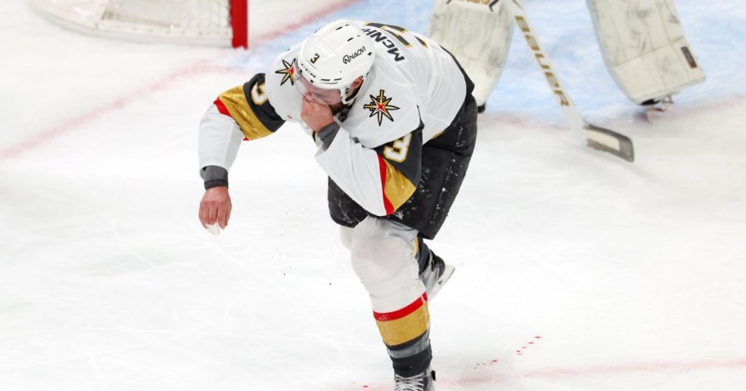 Golden Knights’ Brayden McNabb Hospitalized After 87 MPH Slap Shot to Face